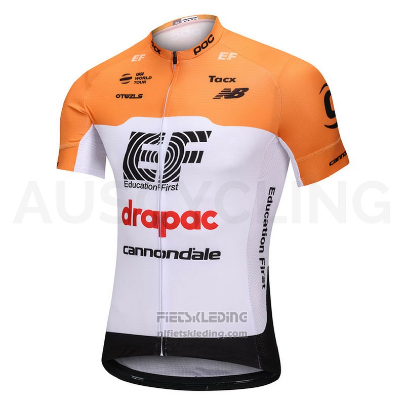 2018 Fietskleding Cannondale Drapac Wit en Oranje Korte Mouwen en Koersbroek